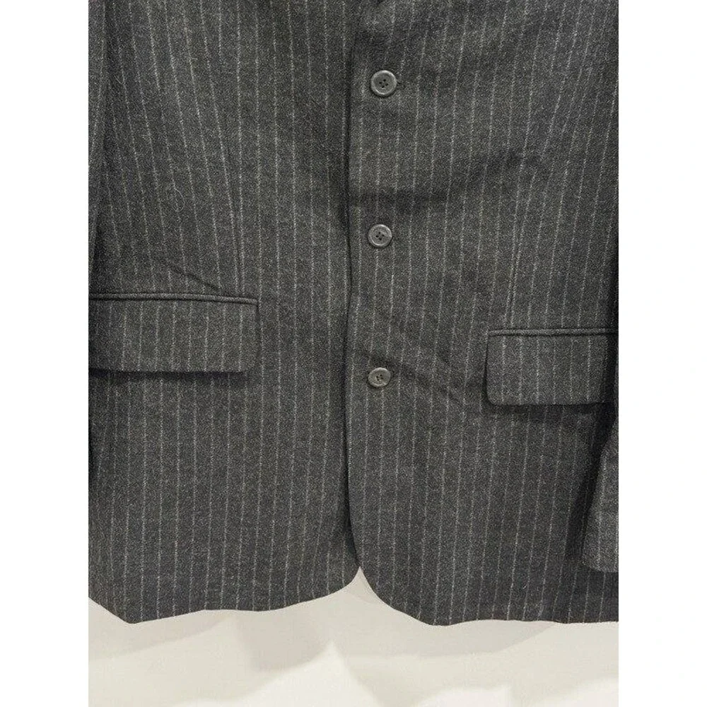 J‎ Crew Vintage 3 Button Wool Blend Charcoal Gray Chalk Stripe Blazer Jacket M